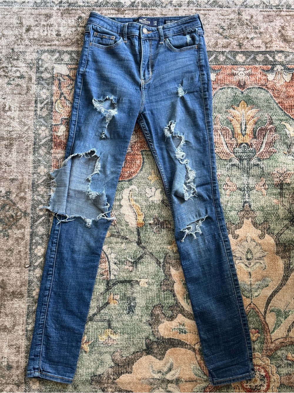 Hollister High Rise Super Skinny Distressed Ripped Jeans W26 L30 Size 3R